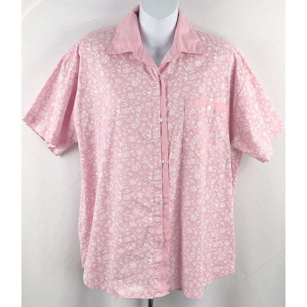 Vintage Lauren Lee Button Up Top 8 Pink Floral Pocket Collar CottageCore Capsule